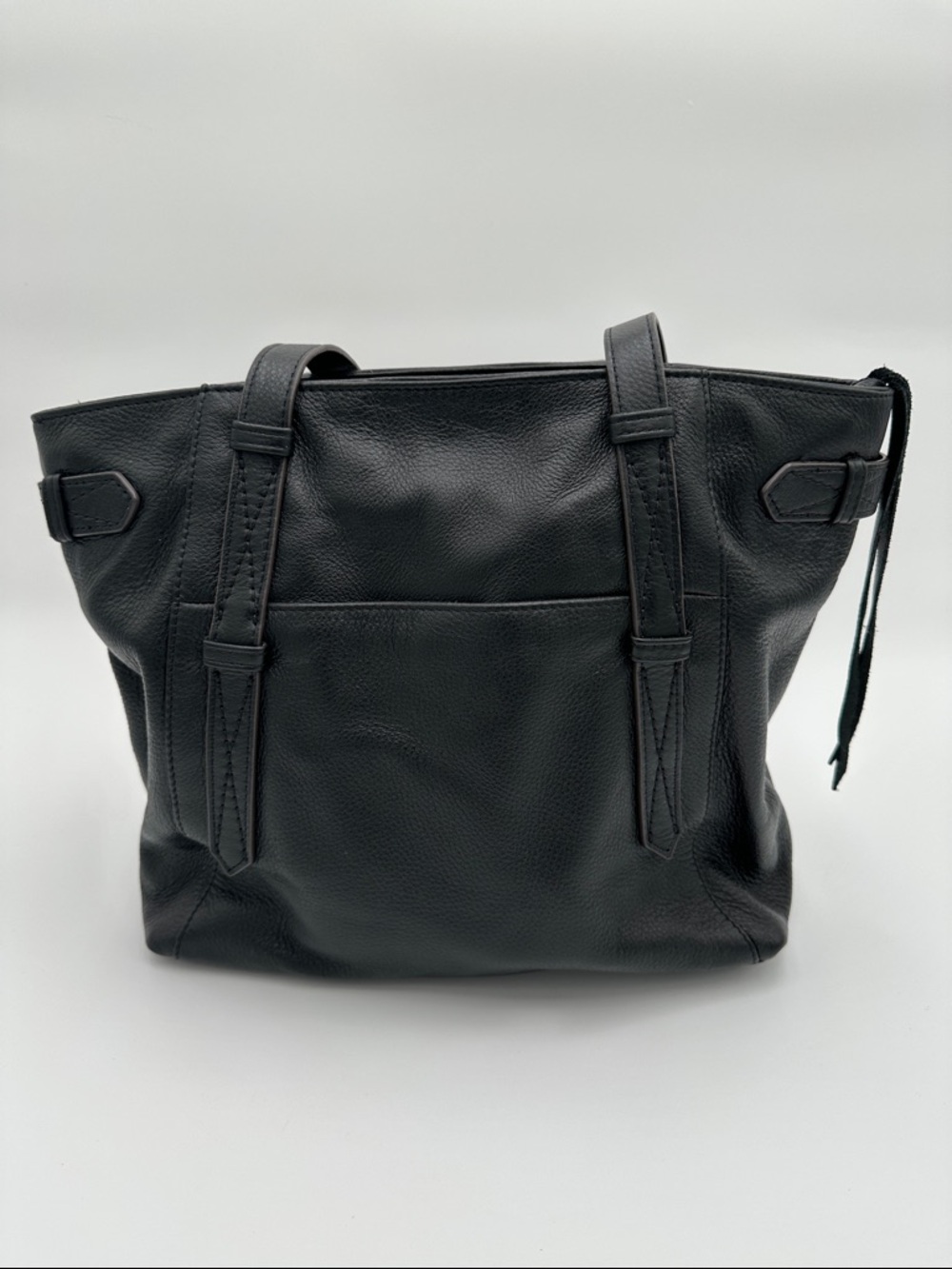 Aimee Kestenberg Black Leather Tote Shoulder Bag Zip Top Pebbled